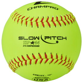 Champro CSB10Y Asa/Usa Softball 12" Slow Pitch - Yellow Leather Cover .44 Cor