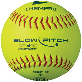 Champro CSB20Y Asa/Usa Softball 12" Slow Pitch - Leather Cover .52 Cor