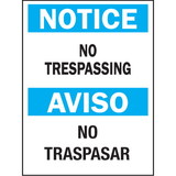 Seton Bilingual Safety Signs - Notice/Aviso - No Trespassing