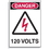 Seton 1579B Lockout Hazard Warning Labels- Danger 120 Volts w/ Graphic, Price/5 /Label
