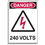 Seton 1605B Lockout Hazard Warning Labels- Danger 240 Volts w/ Graphic, Price/5 /Label