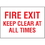 Seton 37821 Fire Exit Keep Clear At All Times Self-Adhesive Vinyl Exits Signs, Price/Each