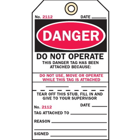 Seton 50869 2-Part Production Status Tags - Danger