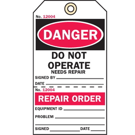Seton 51527 2-Part Production Status Tags - Repair Order