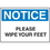 Seton 56704 OSHA Notice Signs - Notice Please Wipe Your Feet, Price/Each