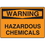 Seton 58776 OSHA Warning Signs - Warning Hazardous Chemicals, Price/Each