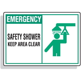 Seton 70646 Safety Alert Signs - Emergency - Safety Shower Keep Area Clean