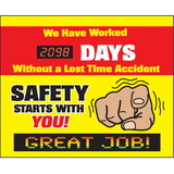 Seton 88015 LED Message Safety Scoreboard - Safety Starts With You