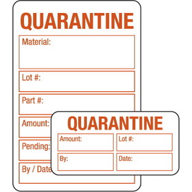 Seton Quarantine ISO 9000 Labels