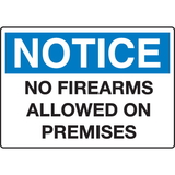Seton 89793 Extra Large Restricted Area Signs - Notice No Firearms Allowed On Premises