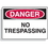 Seton 89863 Fiberglass OSHA Sign - Danger - No Trespassing, Price/Each
