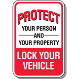 Seton 90402 Parking Lot Security Signs- Protect  Lock Your Vehicle