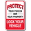 Seton 90402 Parking Lot Security Signs- Protect  Lock Your Vehicle, Price/Each