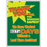 Seton 91076 Motivational Safety Scoreboards - Thank You For Working Safely