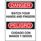 Seton 92803 Machine Safety Signs - Bilingual - Watch Your Hands And Fingers