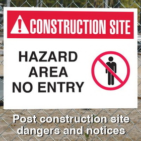 Seton 94154 Construction Site Safety Signs - Hazard Area No Entry with Graphic