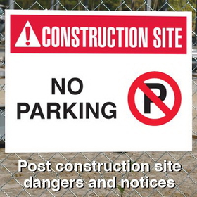 Seton 94157 Construction Site Safety Signs - No Parking with Graphic