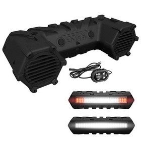 Boss ATV Sound System, 8&quot; Marine Speakers, Bluetooth, Dual LED Light Bar