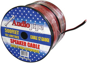 CABLE12BLACK Speaker Cable 12Ga. 500' Audiopipe;Red + Black