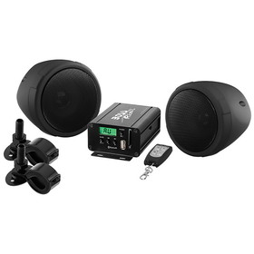 Boss Motorcycle/UTV Speaker and Amplifier System, USB/SD/FM, 3&quot; Waterproof Speakers, black