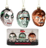Accoutrements ACC-12931-C Set Of 3 Monster Blown Glass Christmas Ornaments
