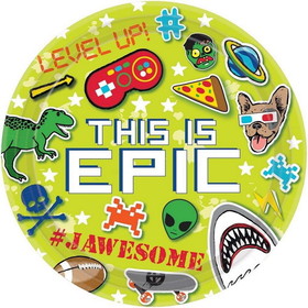 Amscan Epic Party 9" Square Paper Party Plates, 8-Pack