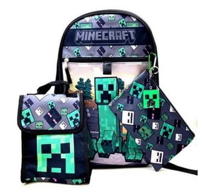 Bioworld BIW-38123-C Minecraft Creeper 5 Piece 16 Inch Backpack Set