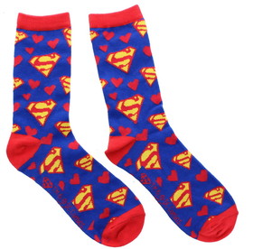 Bioworld Superman Red & White Hearts Junior Crew Socks