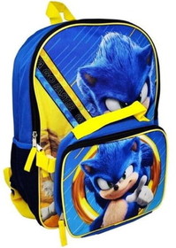 Bioworld BIW-B1B1LEWLASIR00-C Sonic the Hedgehog Movie 16 Inch Backpack with Lunch Kit