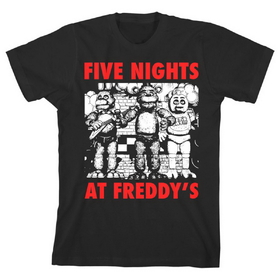 Bioworld BIW-TS3SJ2FNFXL Five Nights at Freddy's "Red Letters" Boy's Black T-Shirt