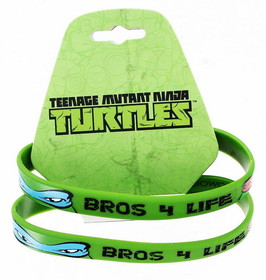 Bioworld Teenage Mutant Ninja Turtles "Bros 4 Life" Green Rubber Bracelet 2-Pack