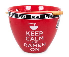 Boom Trendz BTZ-BOWL-CALM-C Bowl Bop Keep Calm And Ramen On Japanese Dinner Set | 16-Ounce Bowl, Chopsticks
