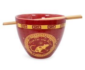 Boom Trendz BTZ-BOWL-RAT-C Year Of The Rat Chinese Zodiac 16-Ounce Ramen Bowl and Chopstick Set