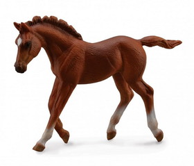 Breyer Animal Creations Breyer 1:18 CollectA Model Horse: Chestnut Thoroughbred Foal (Walking)