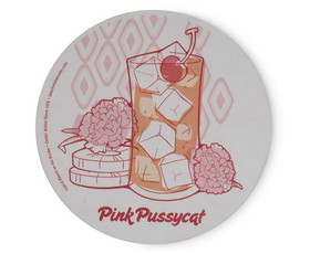 A Crowded Coop Single Retro Cork Drink Coaster - Pink Pussycat
