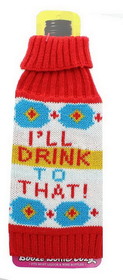 A Crowded Coop Knit Booze Bottle Cozy - "I'll Drink To That!"