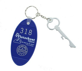 A Crowded Coop Retro Motel Key Fob - The Motorboat Motel Blue