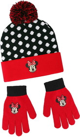 Disney DSY-53449-C Disney Girls Minnie Mouse Winter Beanie & Glove Set