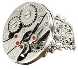 Elope Steampunk Watch Gears Silver Costume Ring Adult One Size
