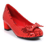 Ellie Shoes 1 Inch Heel Sequined Red Costume Slipper Shoe