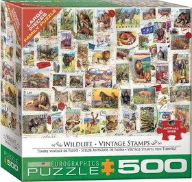 Wildlife Vintage Stamps 500 Piece Jigsaw Puzzle