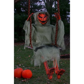 Funworld FNW-91196P-C 36" Pumpkin Man on Swing Hanging Halloween Decer