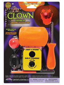 Funworld FNW-94837-C Light-Up Clown Plastic & Stainless Steel Pumpkin Carving Kit with Sounds