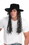 80's Adult Hat & Black Long Curly Costume Wig