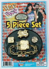 Hip Hop Big Daddy Bling 5 Piece Costume Jewelry Set