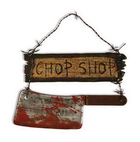 Forum Novelties Scary Chop Shop Sign With Cleaver Halloween Prop