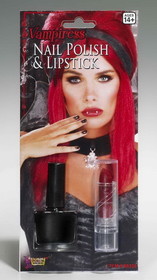 Forum Novelties Vampiress Black Nail Polish & Lipstick Costume Makeup set