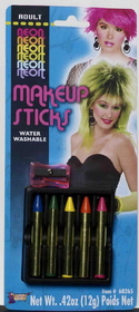 Forum Novelties 80's Punk Multicolored Neon Makeup Sticks Costume Accessory One Size