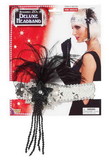 Forum Novelties Silver Sequin Adult Costume Flapper Headband With Black Feathers One Size