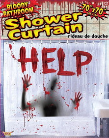 Forum Novelties FRM-75037-C Bloody Bathroom Shower Curtain Halloween D&#233;cor